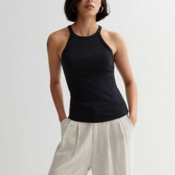 Reiss Louisa Crew Neck Ribbed Cami Tank Vest Top Black XS - Picture 2 of 10